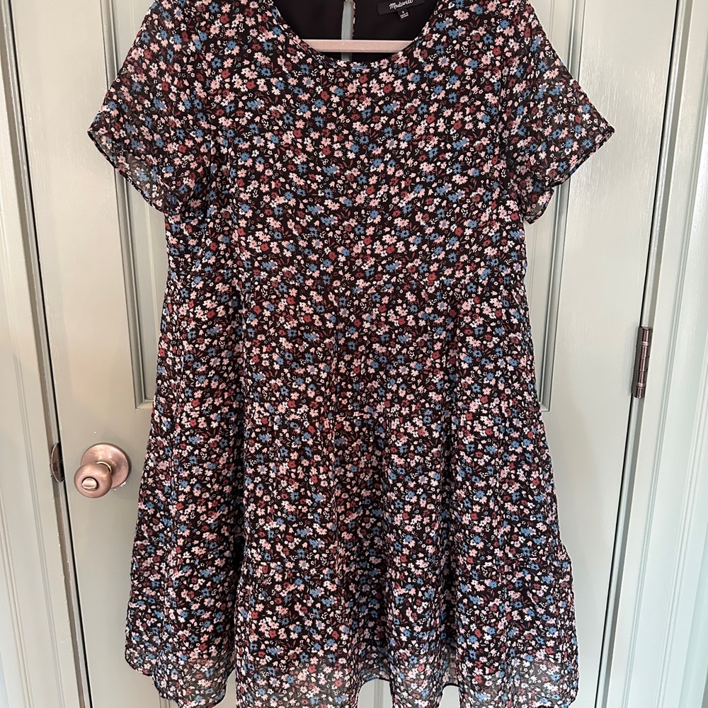Madewell Ditsy Floral Pink, White, Blue A-Line mini dress Size S
